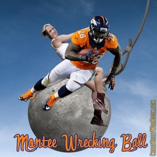 A funny fantasy football team logo of Monte Ball. Monte Wrecking Ball Meme Logo
