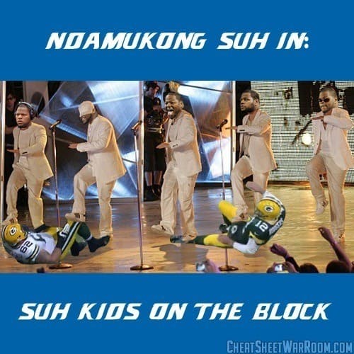 Funny fantasy football meme of Ndamukong Suh Suh Kids on the Block