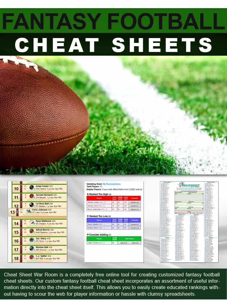 Create Free NFL Cheat Sheets for your Fantasy Football Draft