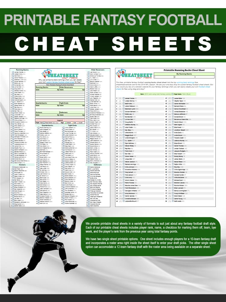 Printable Fantasy Football Cheat Sheets for 2016