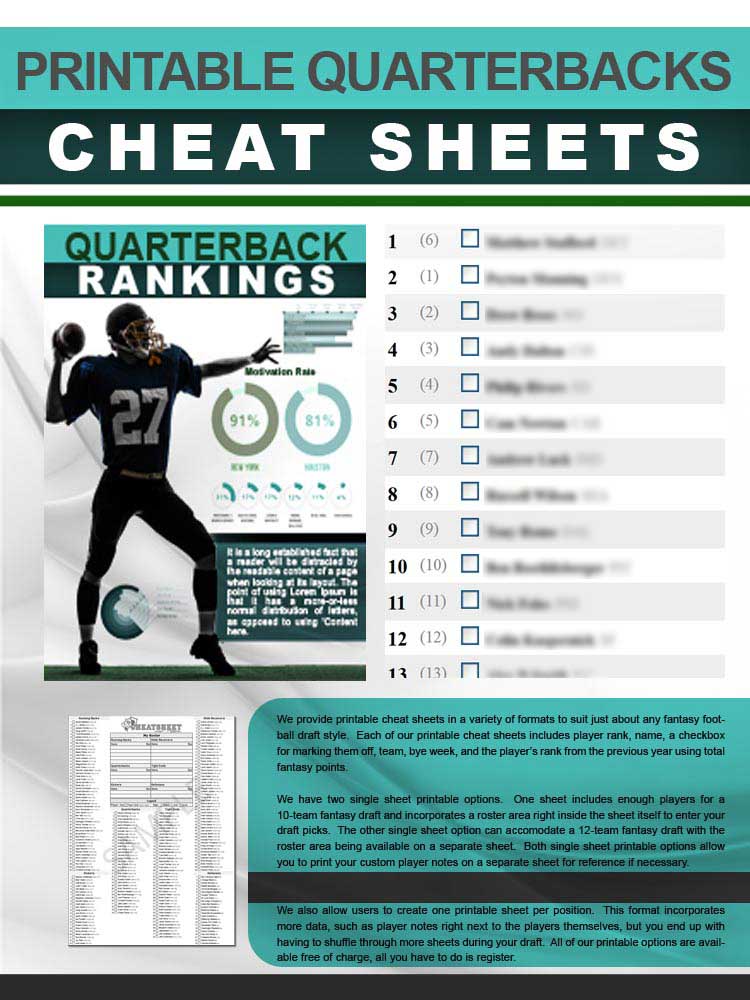 Quarterbacks Cheat Sheet in Printable Format for 2018