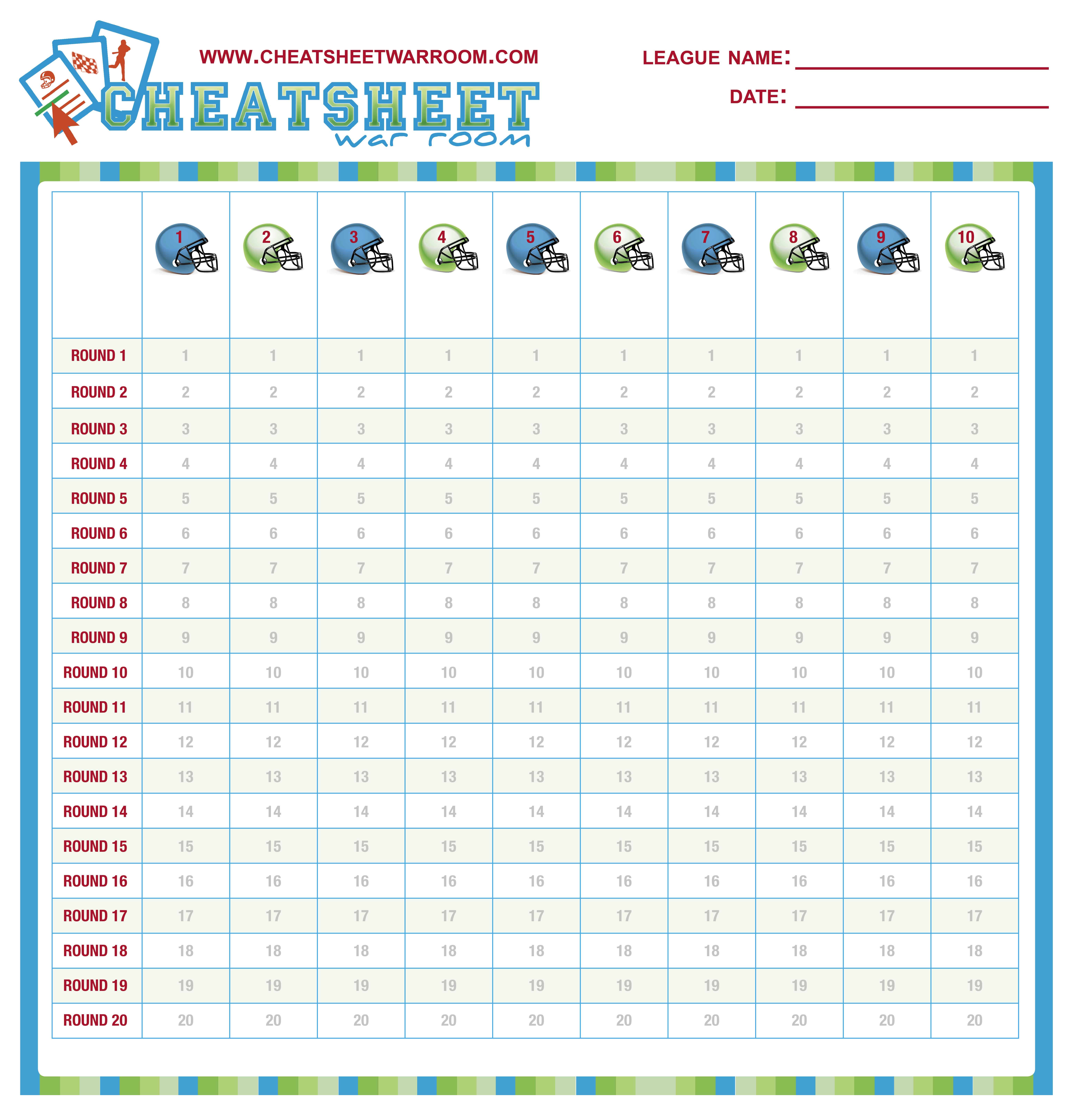 Nfl Draft Sheet Printable Nfl Draft Sheet Printable