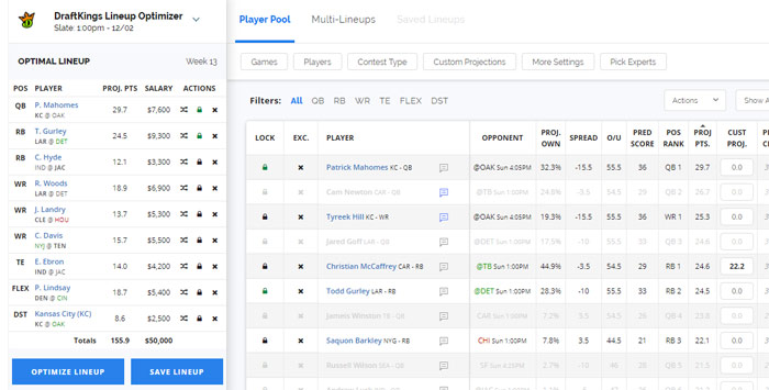 FantasyPros Lineup Optimizer