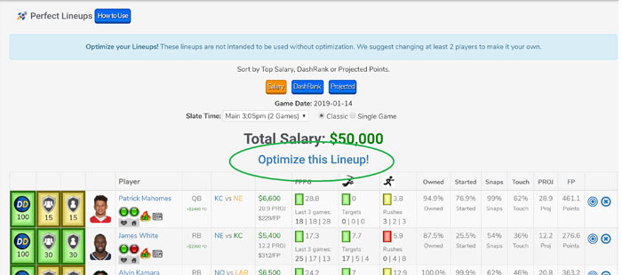 optimize-perfect-lineups Perfect Lineup Tool
