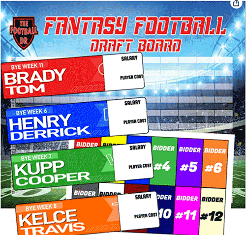 Fantasy Doctor Auction Draft Board