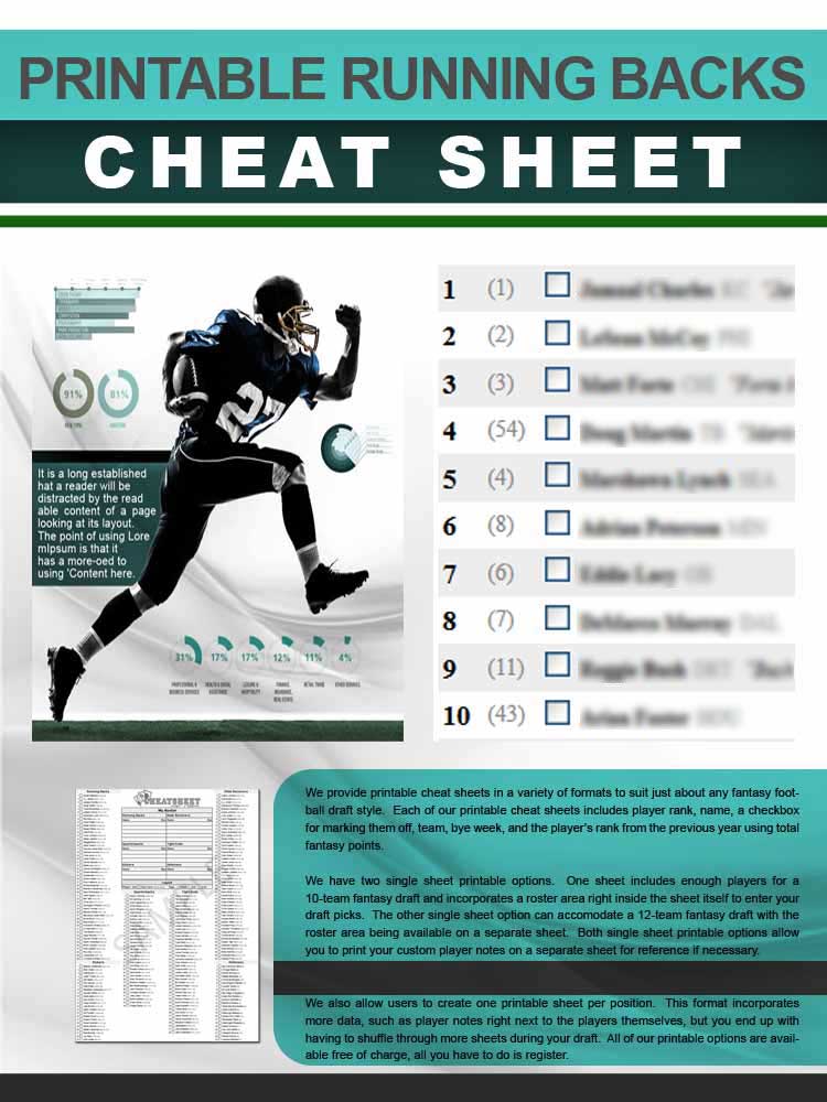 Running Backs Cheat Sheet in Printable Format for 2020